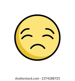 Ilustración del vector emoticono de cara pensiva