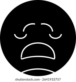 Pensive Face Glyph Vector Icon Design
