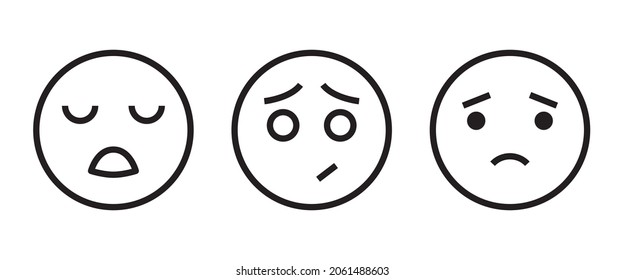 Pensive face line icon. Sad face with closed eyes. Disappointed, hurt or lonely emoticon. Facial expression button, vector, sign, symbol, logo, illustration, editable stroke, flat design style 