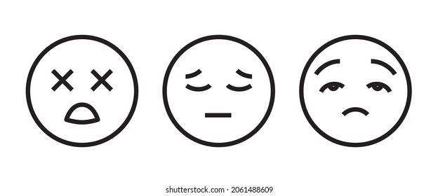 Pensive face line icon. Sad face with closed eyes. Disappointed, hurt or lonely emoticon. Facial expression button, vector, sign, symbol, logo, illustration, editable stroke, flat design style 