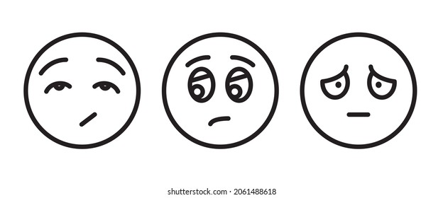 Pensive face line icon. Sad face with closed eyes. Disappointed, hurt or lonely emoticon. Facial expression button, vector, sign, symbol, logo, illustration, editable stroke, flat design style 