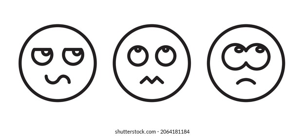 Pensive face line icon. Sad face. Disappointed, hurt or lonely emoticon. Facial expression button, vector, sign, symbol, logo, illustration, editable stroke, flat design style 