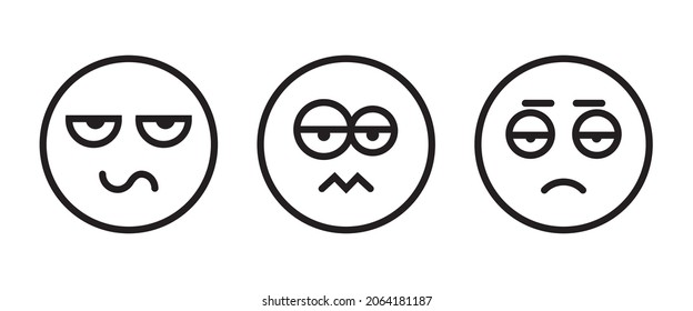 Pensive face line icon. Sad face. Disappointed, hurt or lonely emoticon. Facial expression button, vector, sign, symbol, logo, illustration, editable stroke, flat design style 