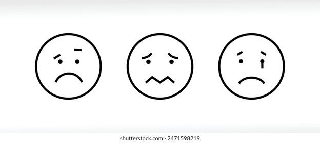 Pensive face line icon. Sad face with closed eyes. Disappointed, hurt or lonely emoticon. Facial expression button, vector, sign, symbol, logo, illustration, editable stroke, flat design style 