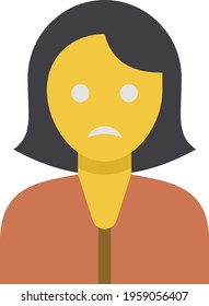 Pensive Face with a sadder, more hurt expression Concept, Disappointed Girl Vector Icon Design, Business Plan Accomplishment Symbol, Measurable Objectives Sign, Goal and Motivation Stock illustration