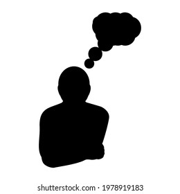 Pensive icon, vector illustration in black isolated on white background.