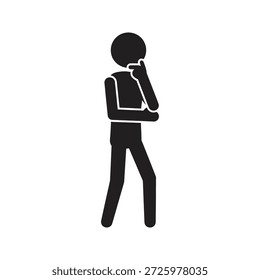 Pensamiento de icono de hombre pensativo en pie para la toma de decisiones Reflexión reflexiva y lluvia de ideas Concepto de planificación de la memoria Consideración