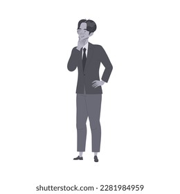 Pensamiento de personajes de Office pensivo y consideración de la ilustración de algún vector