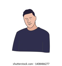 Pensive and sad young man. Vector illustration in cartoon style