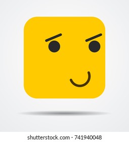 Pensive square emoticon in a flat design