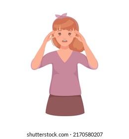 Pensive Woman Character Scratching Head Thinking and Considering Something Vector Illustration