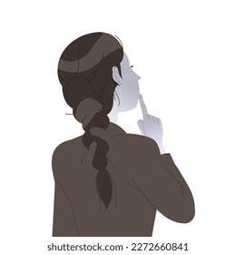 Pensive Woman Character Thinking and Considering Something Vector Illustration