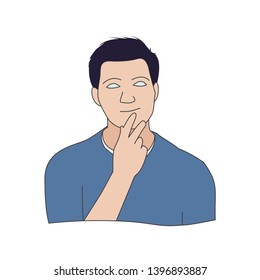 Pensive young man. Vector illustration in cartoon style