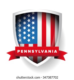 Pensylvania and USA flag vector