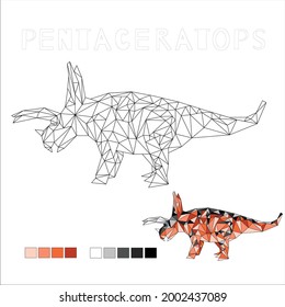 pentaceratops dinosaur coloring vector art illustration