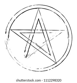 Pentacle Brush Symbol Pentacle Grunge Style Stock Vector (Royalty Free ...