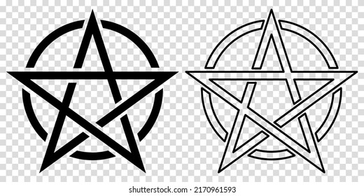 Pentacle icons. Magic, esoteric or magic symbols. Vector illustration isolated on transparent background