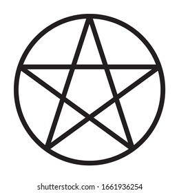 Pentacle / pentagram star inside circle symbol for witchcraft line art vector icon for games and websites