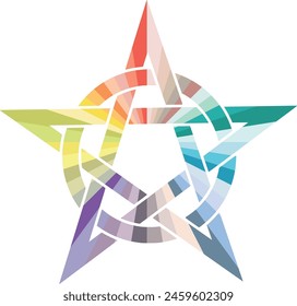 pentacle or pentagram symbol with rainbow color inside, pentacle or pentagram symbol vector illustration.