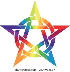 pentacle or pentagram symbol with rainbow color inside, pentacle or pentagram symbol vector illustration.