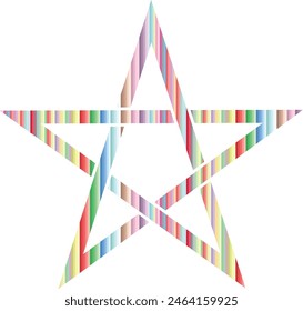 pentacle or pentagram symbol with vertical striped color inside, pentacle or pentagram symbol vector illustration.