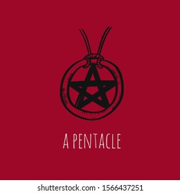 Pentacle vector hand drawn illustration. Esoteric and spiritual object, magic and witchcraft element