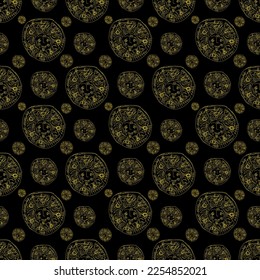 pentacles money golden coins seamless vector pattern