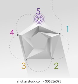 Pentagon with 5 step process, eps10 vector