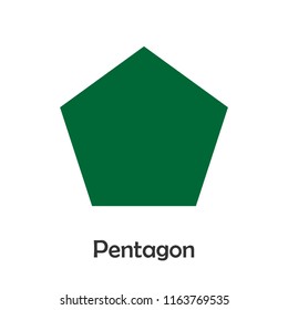 Pentagon in cartoon style, card with geometric shape for kid, preschool activity for children, vector illustration