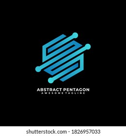 Pentagon with chart abstract logo design