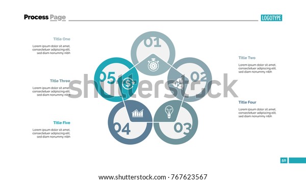 Pentagon Chart Slide Template Stock Vector (Royalty Free) 767623567 ...