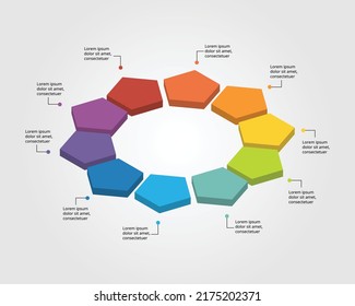 Pentagon Chart Template For Infographic For Presentation For 10 Element