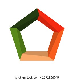 Pentágono con secciones coloreadas para infografías, planos o estrategias, aislado en un fondo blanco. Diseño sencillo