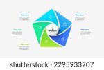 Pentagon divided into 5 parts with central circle. Design concept of five steps or parts of business cycle. Infographic design template