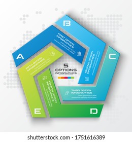 Pentagon element for infographic, Business concept with 5 options, Vector illustration.