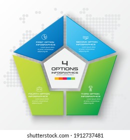 Pentagon element for infographic,Business concept with 4 options,Vector illustration.