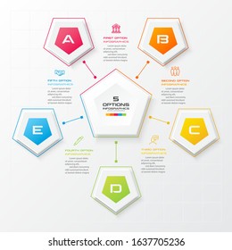 Pentagon element for infographic,Business concept with 5 options,Vector illustration.