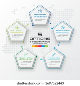 Pentagon element for infographic,Business concept with 5 options,Vector illustration.