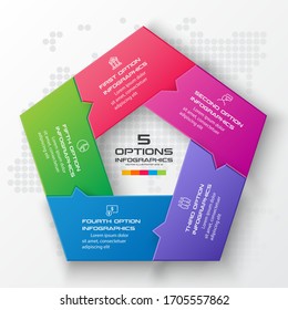 Pentagon element for infographic,Business concept with 5 options,Vector illustration.