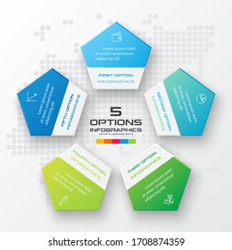 Pentagon element for infographic,Business concept with 5 options,Vector illustration.