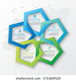 Pentagon element for infographic,Business concept with 5 options,Vector illustration.