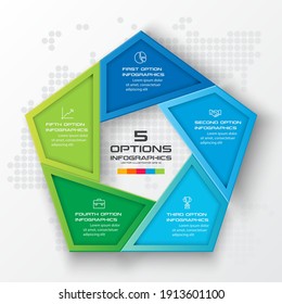 Pentagon element for infographic,Business concept with 5 options,Vector illustration.