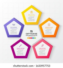 Pentagon elements for infographic,Business concept with 5 options,Vector illustration.