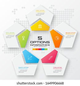 Pentagon elements for infographic,Business concept with 5 options,Vector illustration.