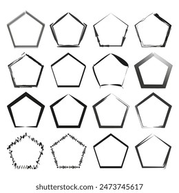 Pentagon frame vector. Abstract geometric borders. Artistic pentagon shapes. Decorative design elements.