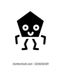 vector de icono de glifo de carácter de forma geométrica de pentágono. signo de carácter de forma geométrica de pentágono. ilustración de símbolo aislado