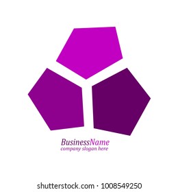 Pentagon geometric shape. Minimal abstract logo template.