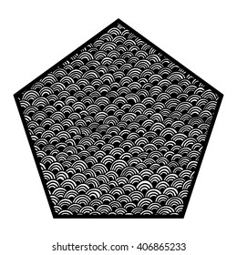 Pentagon. The geometric shape. Style zentangle. White background. Vector