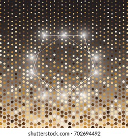 Pentagon gold halftone dot abstract background, stock vector