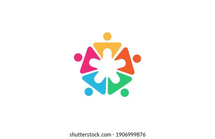 pentagon group colorful modern logo symbol icon vector graphic design illustration